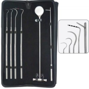 Equine Dental Periodontal Instrument 6 Piece Kit with Zipper Case